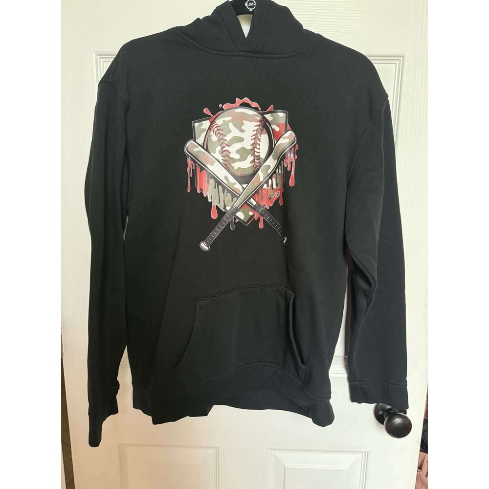 Boys Camo/Baseball Black Hoodie NWT